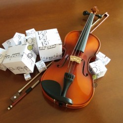 "Cubic Music 3", Original artwork, mixed media, violin, © Golnaran